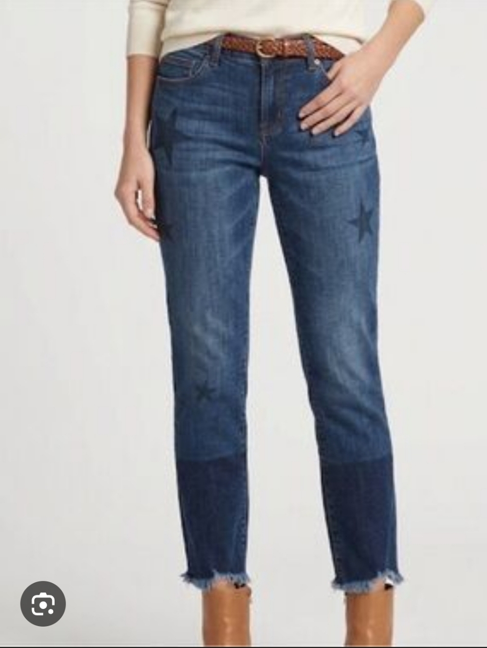 CAbi Dark Blue Straight-Leg Star Print Jeans